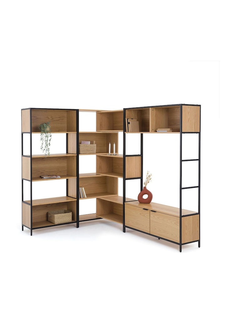 La Redoute Intérieurs Natural Volga Oak  Metal Shelving Unit with 3 Compartments - Image 5 of 5