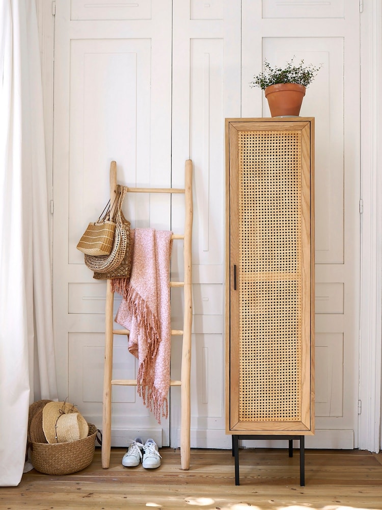 La Redoute Intérieurs Natural Waska Oak And Rattan Single Wardrobe - Image 1 of 5