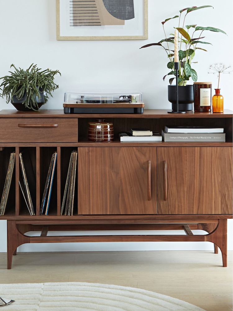 La Redoute Intérieurs Walnut Larsen Vinyl Storage Cabinet - Image 1 of 6