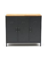 La Redoute Intérieurs Charcoal Hiba Industrial Oak & Metal 3-Door Locker Unit - Image 1 of 4