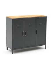 La Redoute Intérieurs Charcoal Hiba Industrial Oak & Metal 3-Door Locker Unit - Image 2 of 4