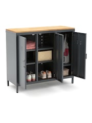 La Redoute Intérieurs Charcoal Hiba Industrial Oak & Metal 3-Door Locker Unit - Image 3 of 4