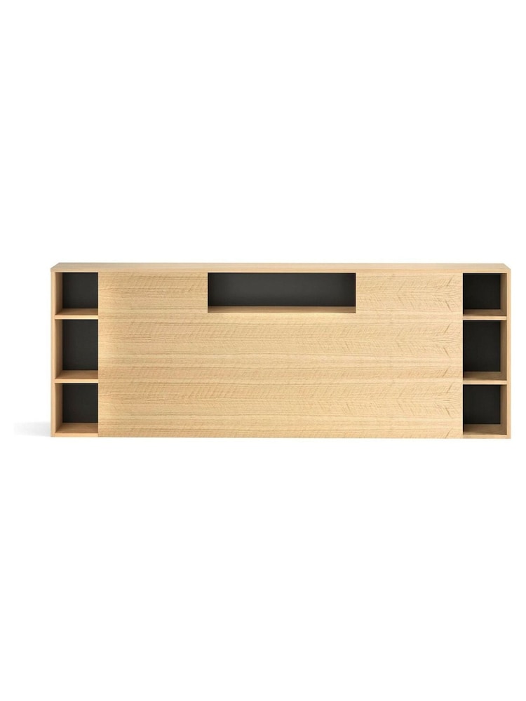 La Redoute Intérieurs Light Oak Wood Biface Veneer Storage Headboard - Image 1 of 4 La Redoute Intérieurs Light Oak Wood Biface Veneer Storage Headboard - Image 1 of 4