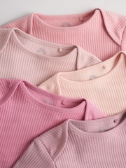 Pink Baby Long Sleeve Bodysuits 5 Pack - Image 10 of 15