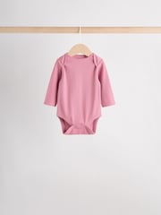 Pink Baby Long Sleeve Bodysuits 5 Pack - Image 5 of 15