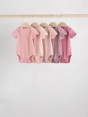 Pink Baby Short Sleeve Bodysuits 5 Pack - Image 1 of 13