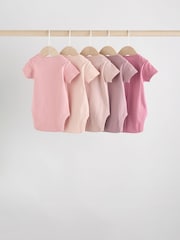 Pink Baby Short Sleeve Bodysuits 5 Pack - Image 2 of 13