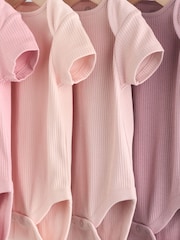 Pink Baby Short Sleeve Bodysuits 5 Pack - Image 9 of 13