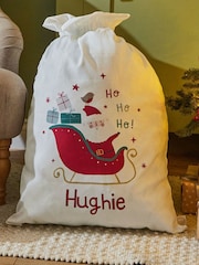 Personalised Santa Sleigh Canvas Christmas Gift Sack by My 1st Years - Image 1 of 4