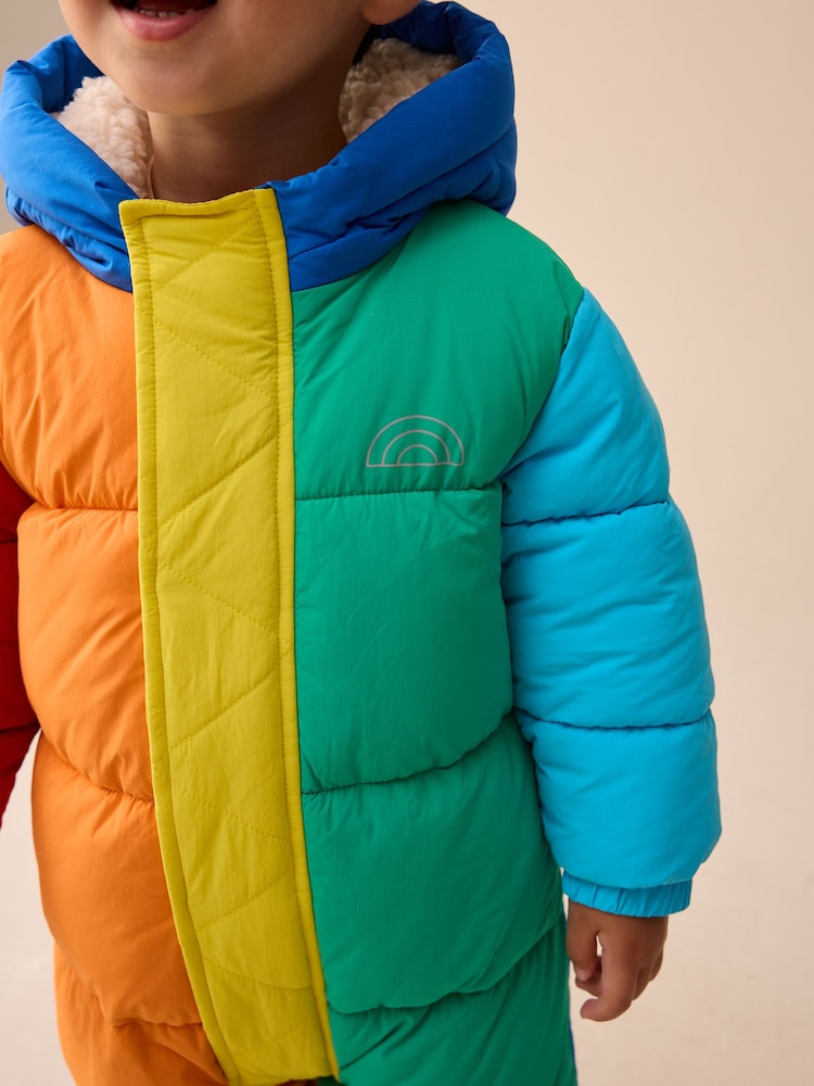 Little Bird by Jools Oliver Multi Rainbow Shower Resistant Colourblock Snowsuit - Image 2 of 14 Little Bird by Jools Oliver Multi Rainbow Shower Resistant Colourblock Snowsuit - Image 2 of 14