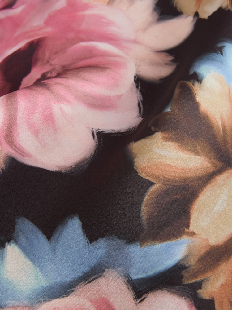 Black Floral Print Lace Trim Cami Top - Image 3 of 3