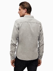 AllSaints Grey Gleason 100% Organic Cotton Shirt - Image 4 of 6