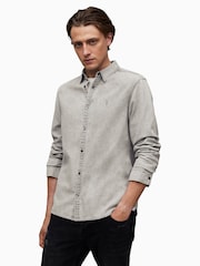 AllSaints Grey Gleason 100% Organic Cotton Shirt - Image 5 of 6
