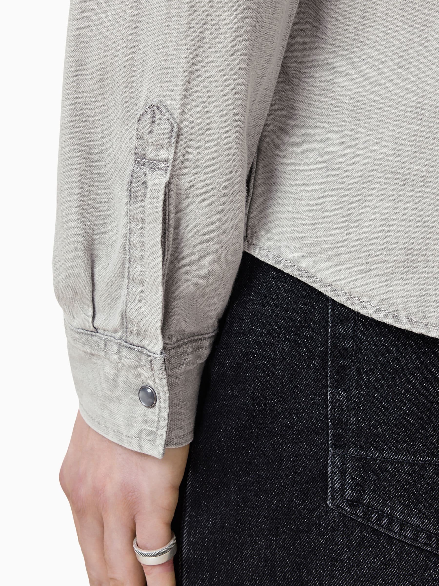 Buy AllSaints Grey Gleason Long Sleeve Press Stud Shirt from Next USA