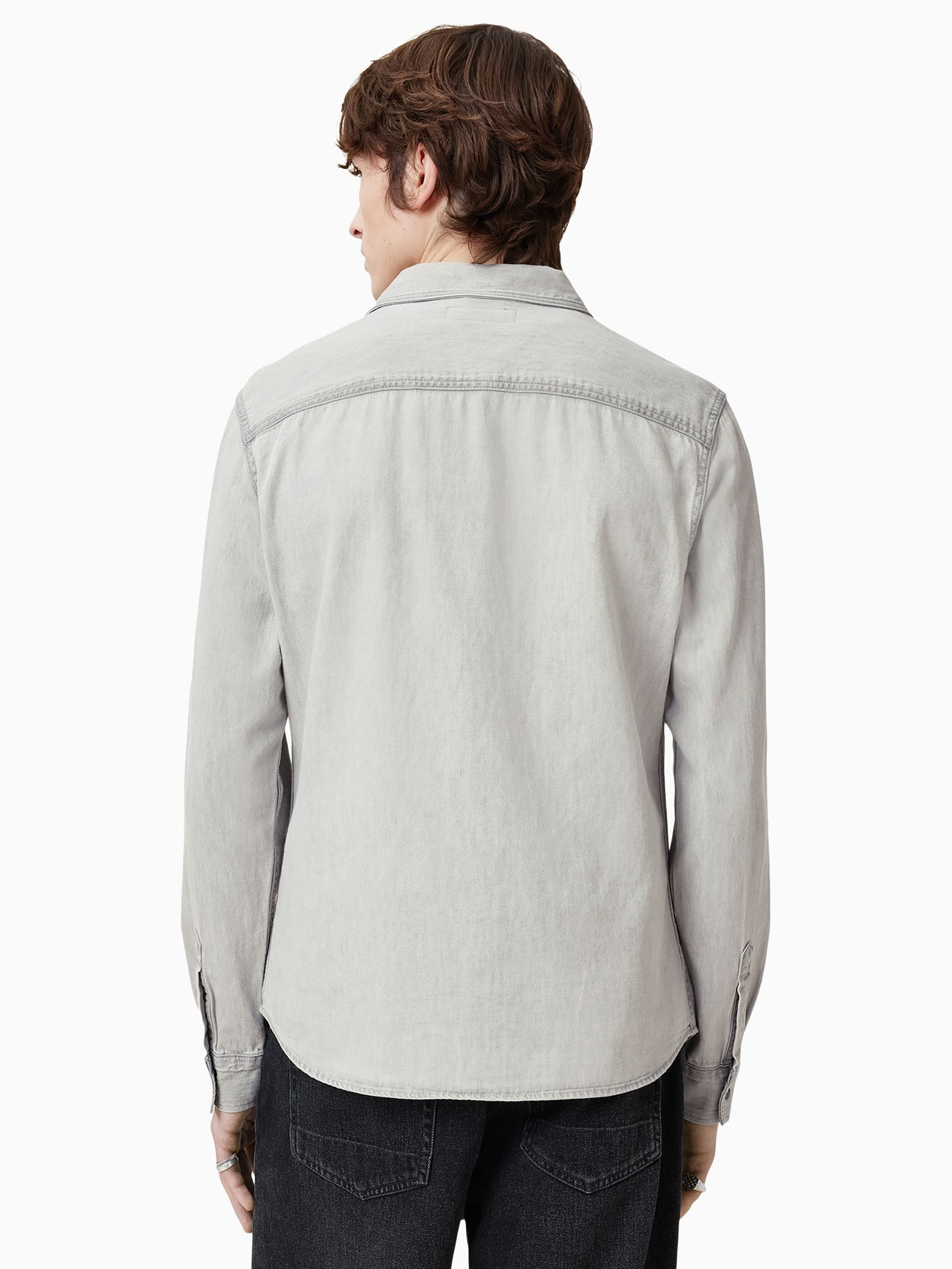 Buy AllSaints Grey Gleason Long Sleeve Press Stud Shirt from Next USA