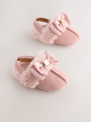 Baker by Ted Baker Baby Girls Faux Fur Trim Padders Mules - Image 1 of 6