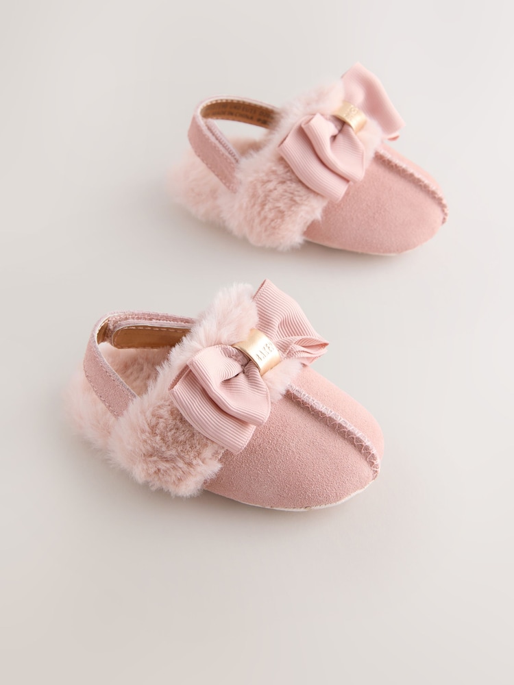 Baker by Ted Baker Baby Girls Faux Fur Trim Padders Mules - Image 1 of 6 Baker by Ted Baker Baby Girls Faux Fur Trim Padders Mules - Image 1 of 6
