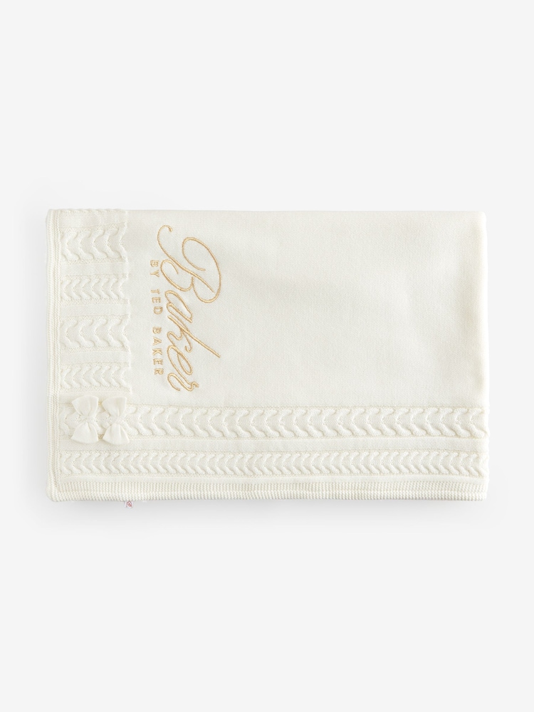 Cream - Baker by Ted Baker Cable Knit Fleece Blanket - Slika 1 iz 5