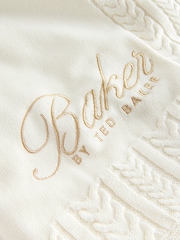 Cream - Baker by Ted Baker Cable Knit Fleece Blanket - Slika 3 iz 5