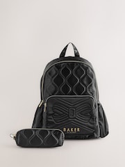 Baker by Ted Baker Girls Back To School Black Quilted Bow Backpack with Pencil Case - Image 1 of 7