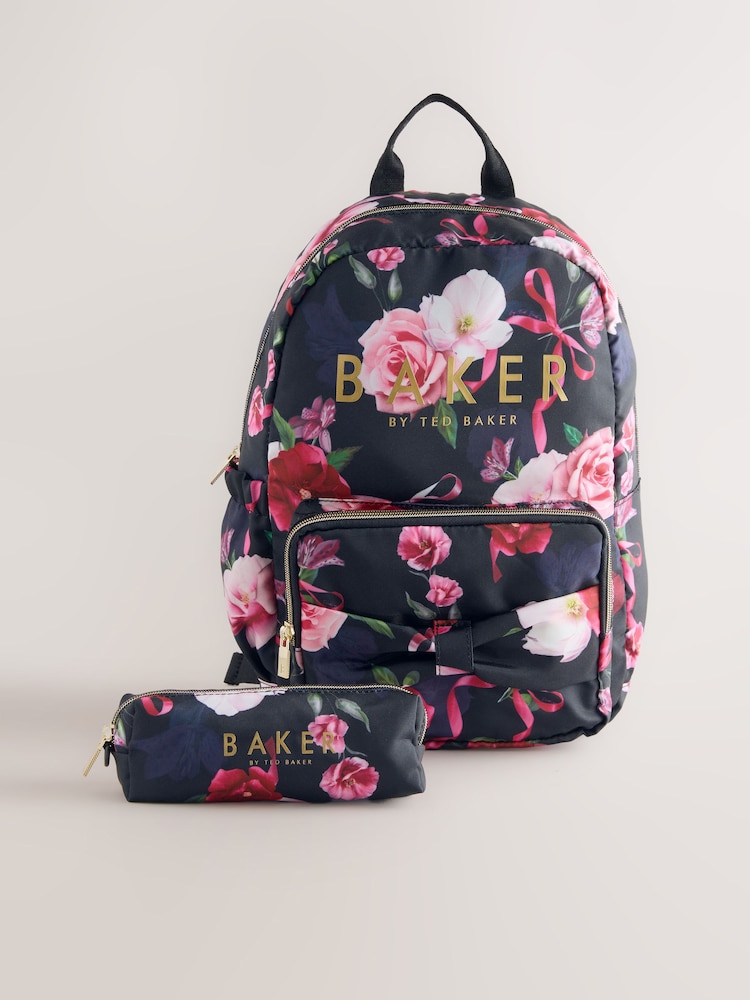 Baker by Ted Baker Girls Back to School Floral Print Backpack with Pencil Case - Image 1 of 7