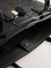 Baker by Ted Baker Girls Back to School Embossed PU Black Tote Bag - Image 8 of 8