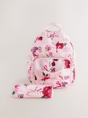 Baker by Ted Baker Girls Pink Back to School Floral Print Bow Backpack - Imagen 1 de 6