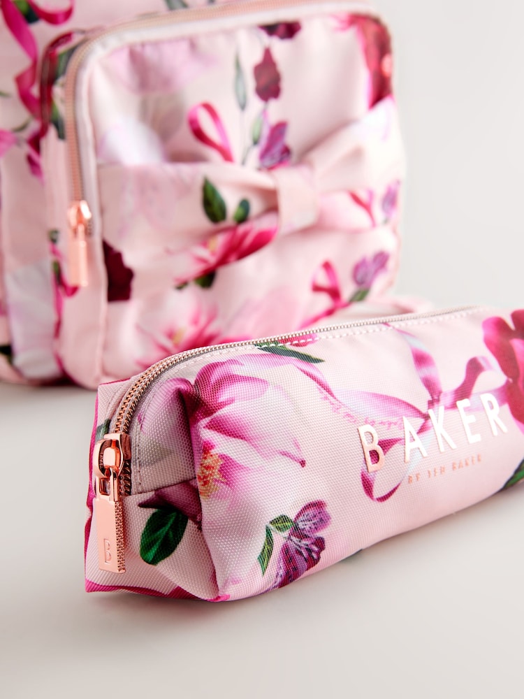 Baker by Ted Baker Girls Pink Back to School Floral Print Bow Backpack - Image 3 of 6
