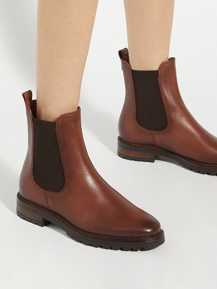 Dune London Brown Poema Cleated Sole Chelsea Boots - Image 1 of 6