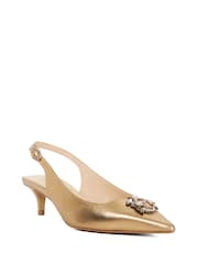 Dune London Metallic Contact Branded Block Slingback Court Heels - Image 1 of 5