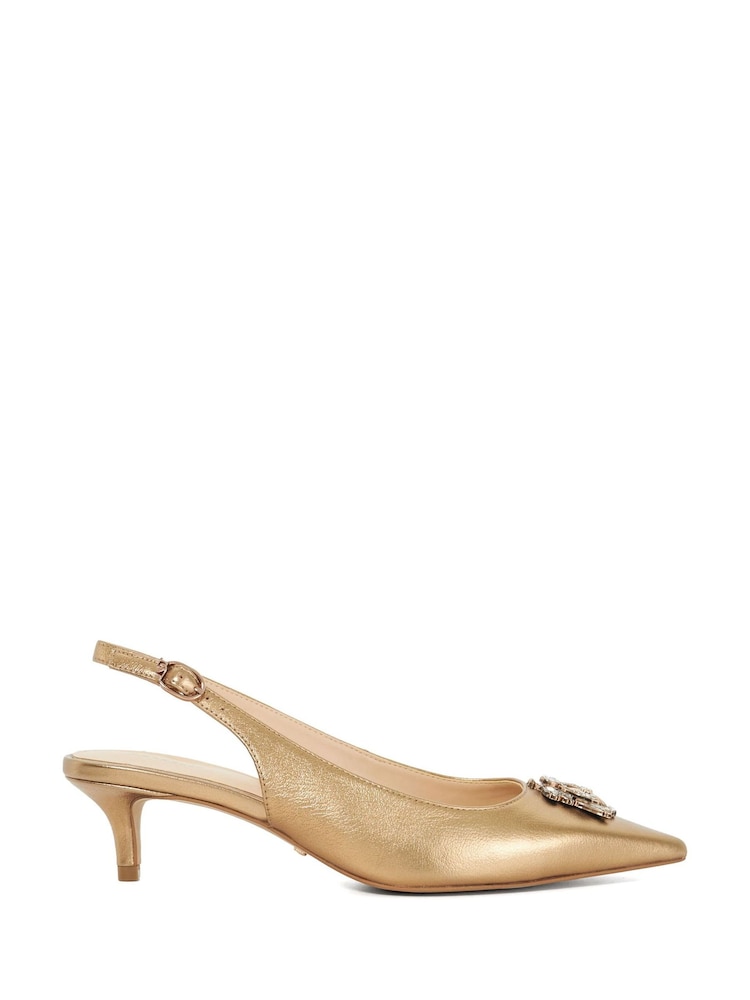 Dune London Metallic Contact Branded Block Slingback Court Heels - Image 2 of 5