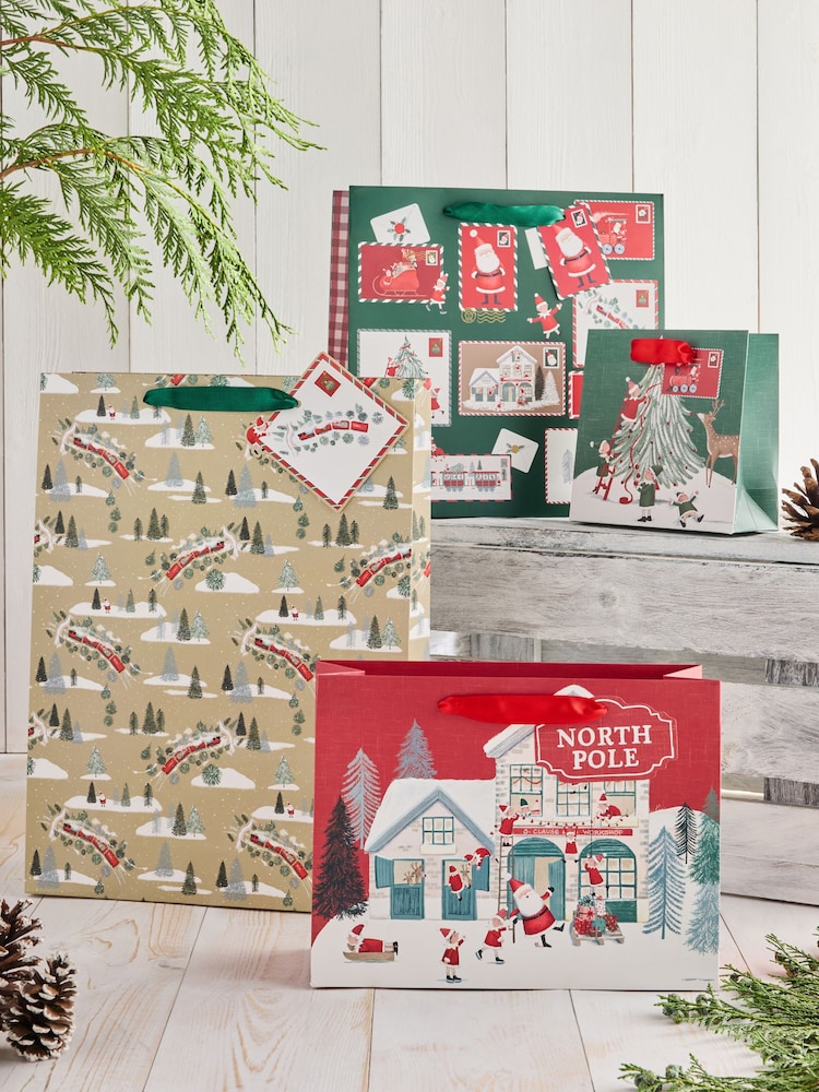 Santa Scene Christmas 4 Pack Gift Bags - Image 1 of 3