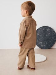 Ecru - Textured Corduroy Shacket T-Shirt & Trousers Set (3mths-7yrs) - Bild 3 von 9