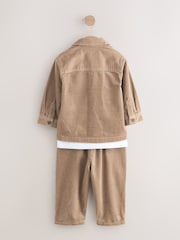 Ecru - Textured Corduroy Shacket T-Shirt & Trousers Set (3mths-7yrs) - Bild 6 von 9