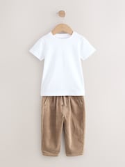 Ecru - Textured Corduroy Shacket T-Shirt & Trousers Set (3mths-7yrs) - Bild 7 von 9