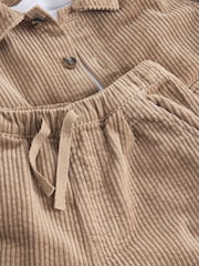 Ecru - Textured Corduroy Shacket T-Shirt & Trousers Set (3mths-7yrs) - Bild 9 von 9