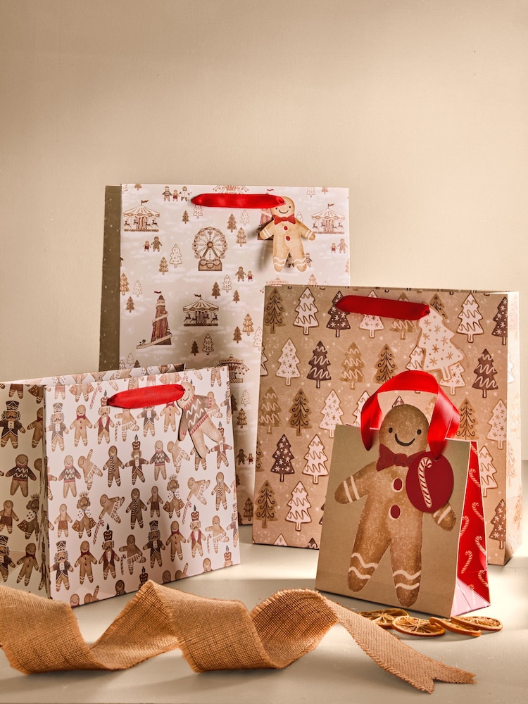 Gingerbread Christmas 4 Pack Gift Bags - Image 1 of 3