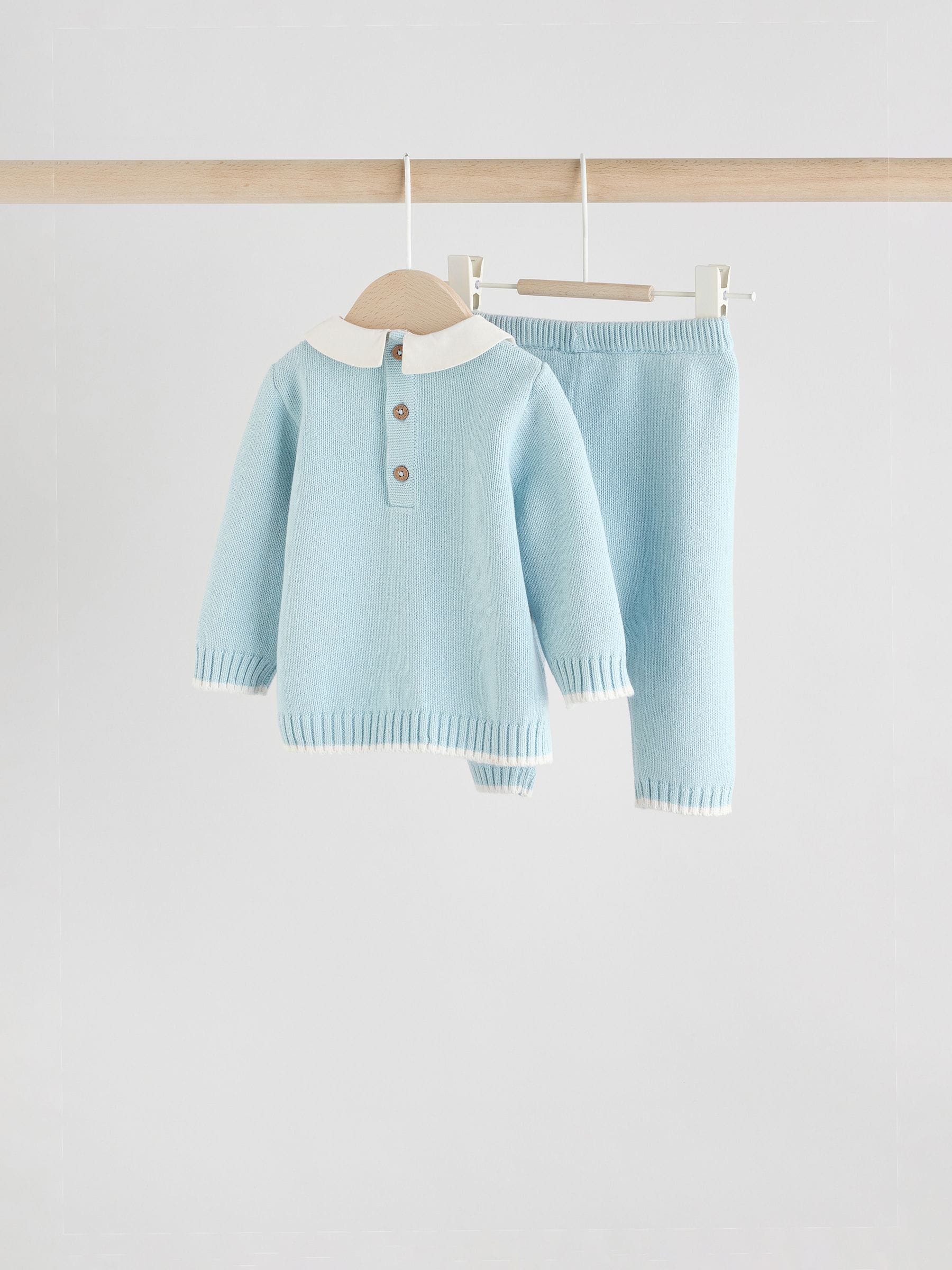 Buy Blue Knitted Jumper and Leggings Baby Set (0mths-2yrs) from
