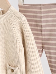 Neutral Stripe Baby Knitted Jumper and Leggings Set (0mths-2yrs) - Image 11 of 15