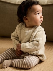 Neutral Stripe Baby Knitted Jumper and Leggings Set (0mths-2yrs) - Image 2 of 15