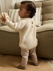 Neutral Stripe Baby Knitted Jumper and Leggings Set (0mths-2yrs) - Image 3 of 15