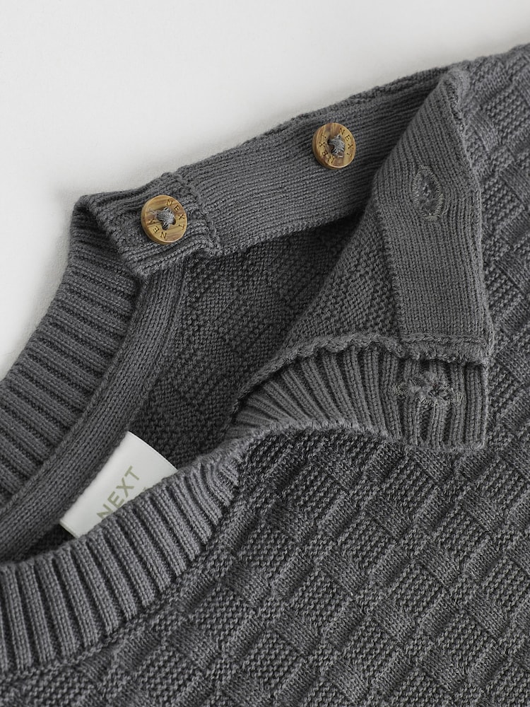 Anthrazitgrau - Baby Textured Knitted 100% Cotton Jumper and Leggings Set (0mths-3yrs) - Bild 12 von 12 Anthrazitgrau - Baby Textured Knitted 100% Cotton Jumper and Leggings Set (0mths-3yrs) - Bild 12 von 12