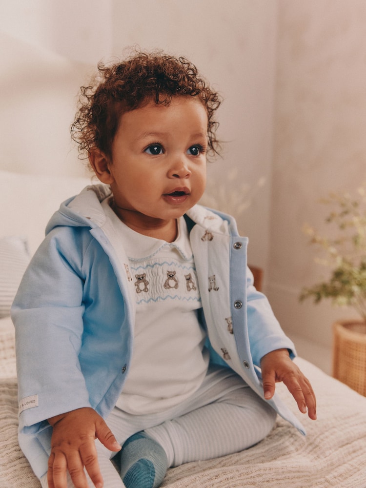Blue Bear Baby Jersey Jacket, Bodysuit and Leggings 3 Piece Set (0mths-2yrs) - Image 1 of 16