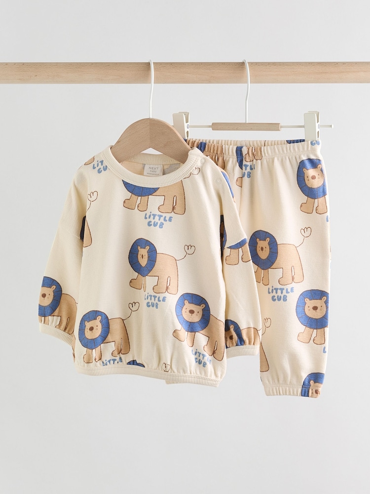 Blau mit Löwenmotiv - Baby 100% Cotton Top and Leggings Set (0mths-2yrs) - Bild 1 von 15