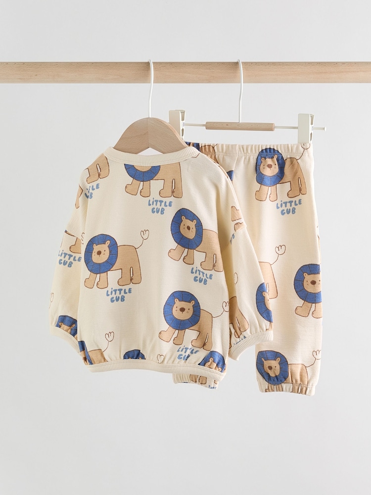 Blau mit Löwenmotiv - Baby 100% Cotton Top and Leggings Set (0mths-2yrs) - Bild 2 von 15