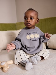 Black/White Baby Sweatshirt and Joggers Set (0mths-2yrs) - Image 1 of 3