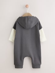 Black/White Baby Hooded Sweat Romper (0mths-3yrs) - Image 2 of 10