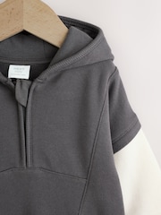 Black/White Baby Hooded Sweat Romper (0mths-3yrs) - Image 3 of 10