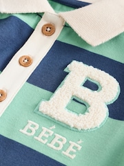 Blue/Green Striped - Baby Collared Jersey Rompers 2 Pack - Bild 12 von 14