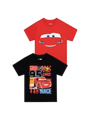 Character Red Disney Cars Lightning McQueen 100% Cotton T-Shirts 2 Pack - Image 1 of 5